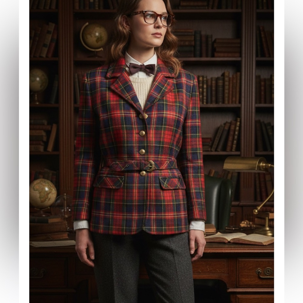 Vintage Nygard Petite Wool Plaid Blazer Sz 6β